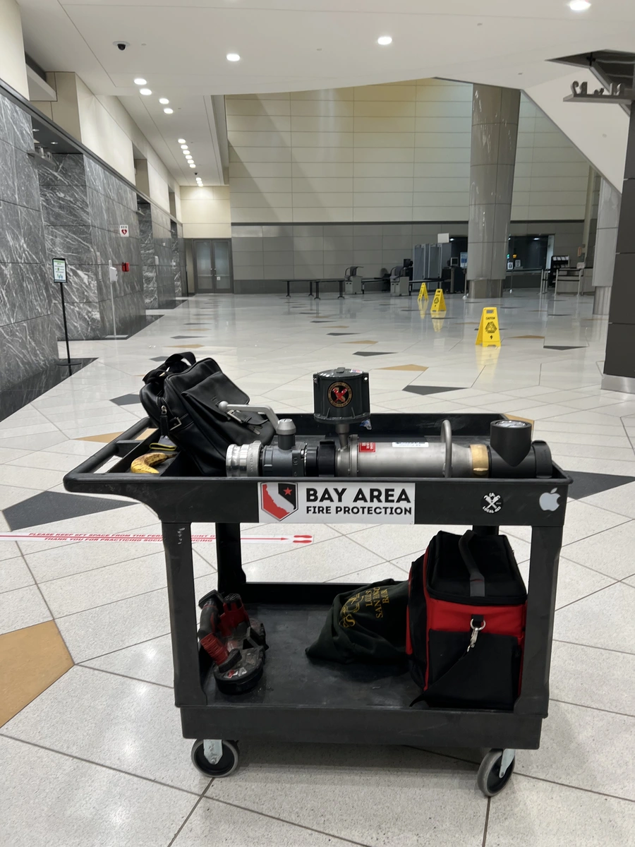 Fire sprinkler pipe run at Elihu Harris